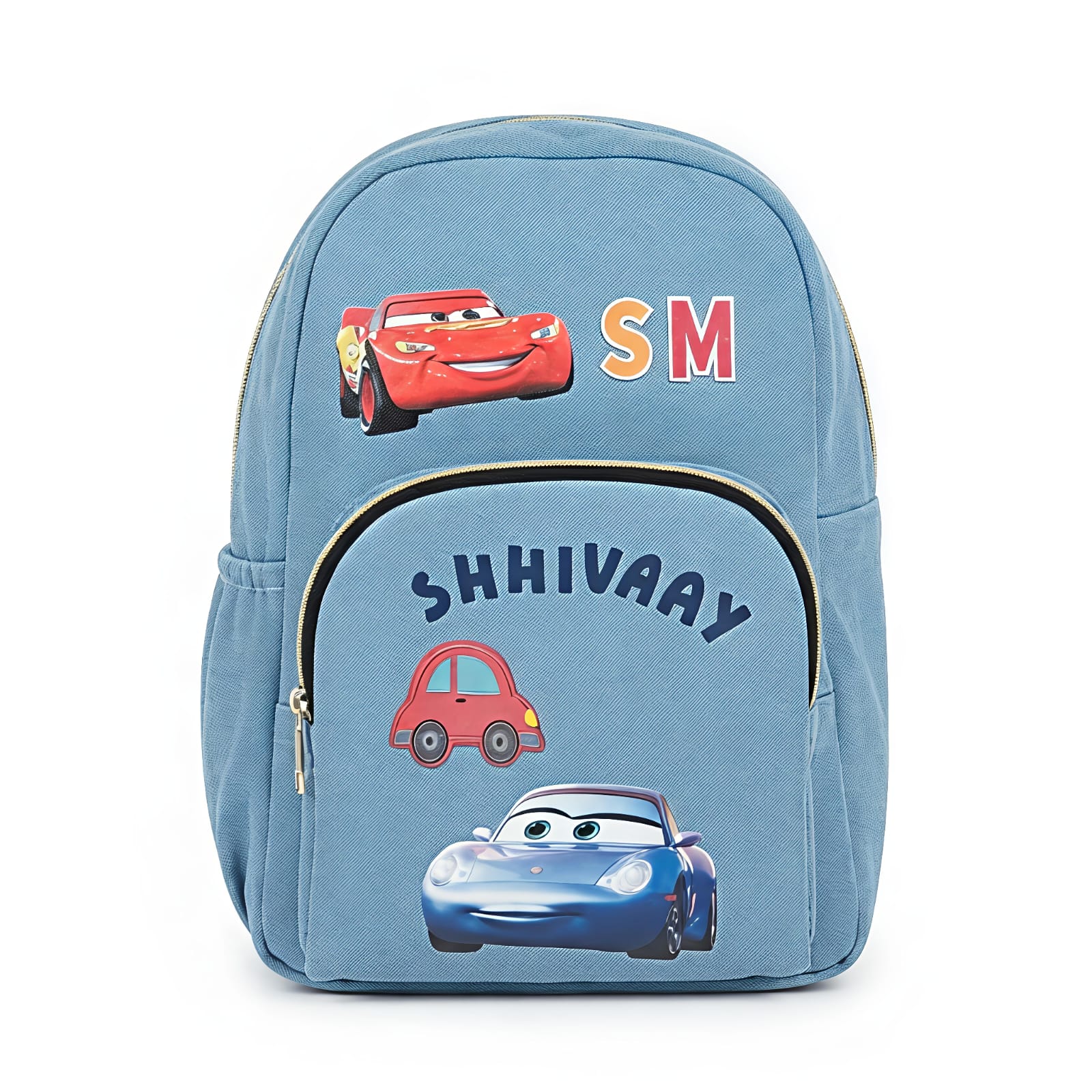 Denim Backpack with Front Zip Pocket