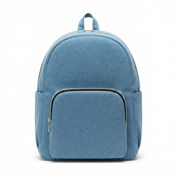 Denim Backpack with Front Zip Pocket