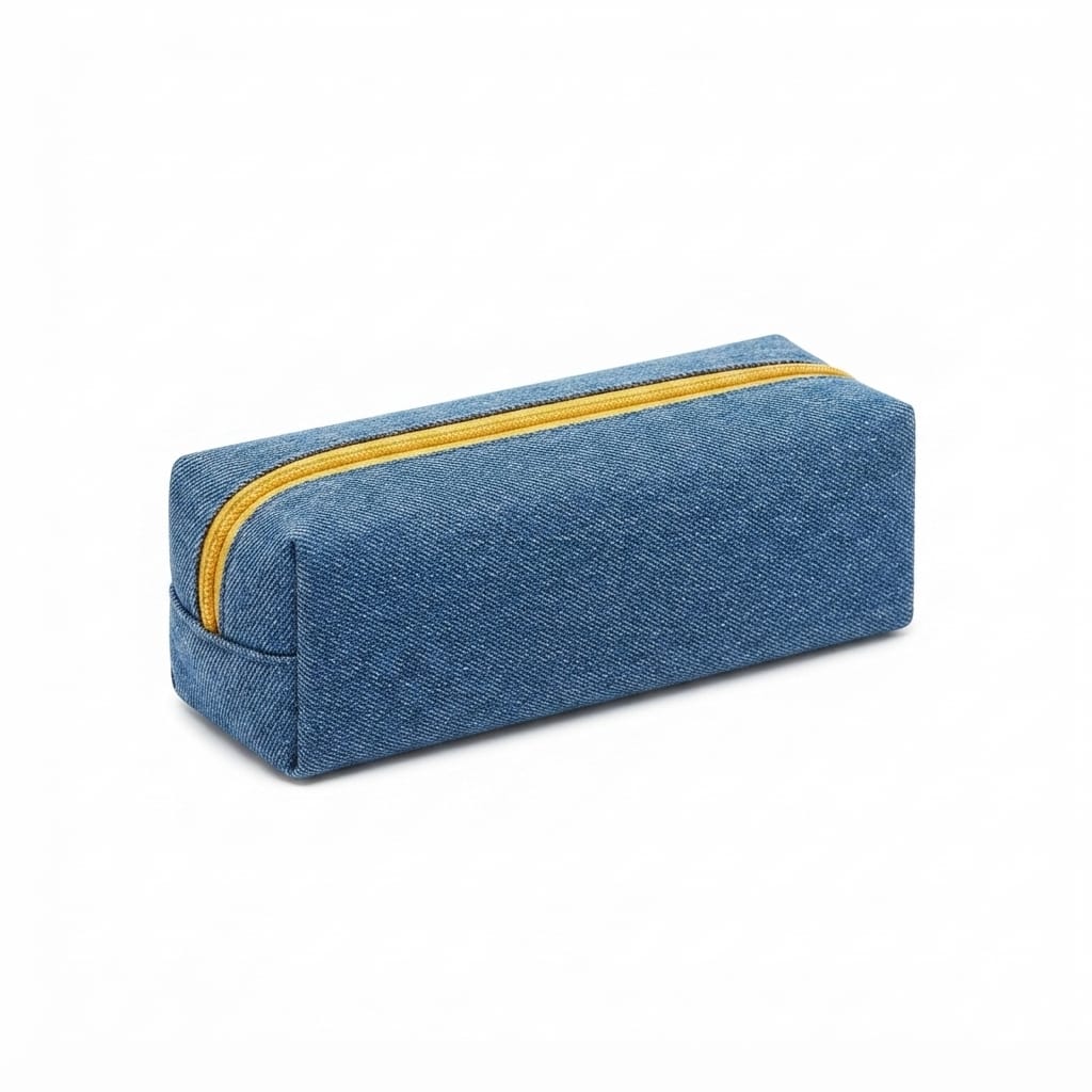 Denim Pencil Pouch with Colour Zip