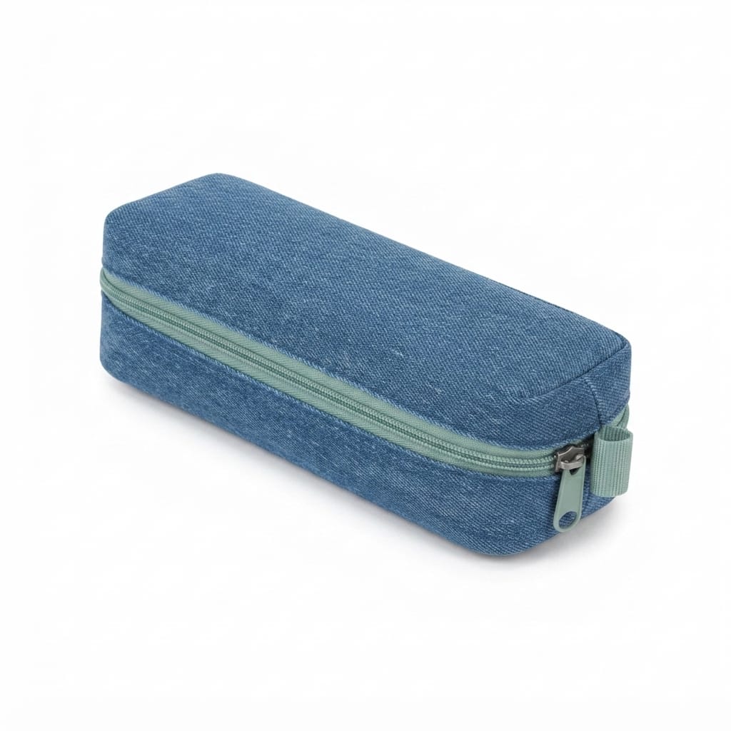 Denim Pencil Pouch with Colour Zip