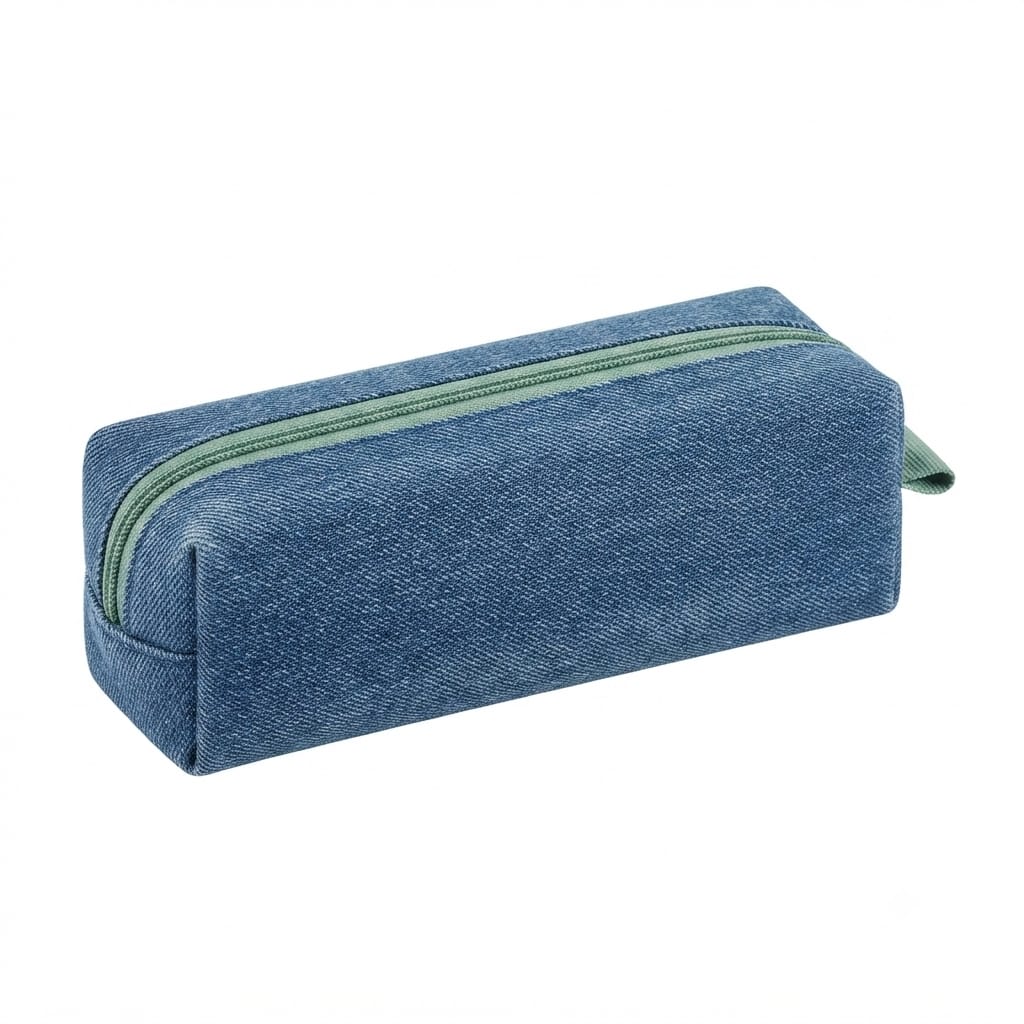 Denim Pencil Pouch with Colour Zip