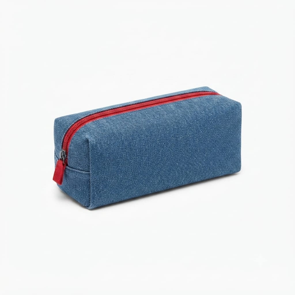 Denim Pencil Pouch with Colour Zip