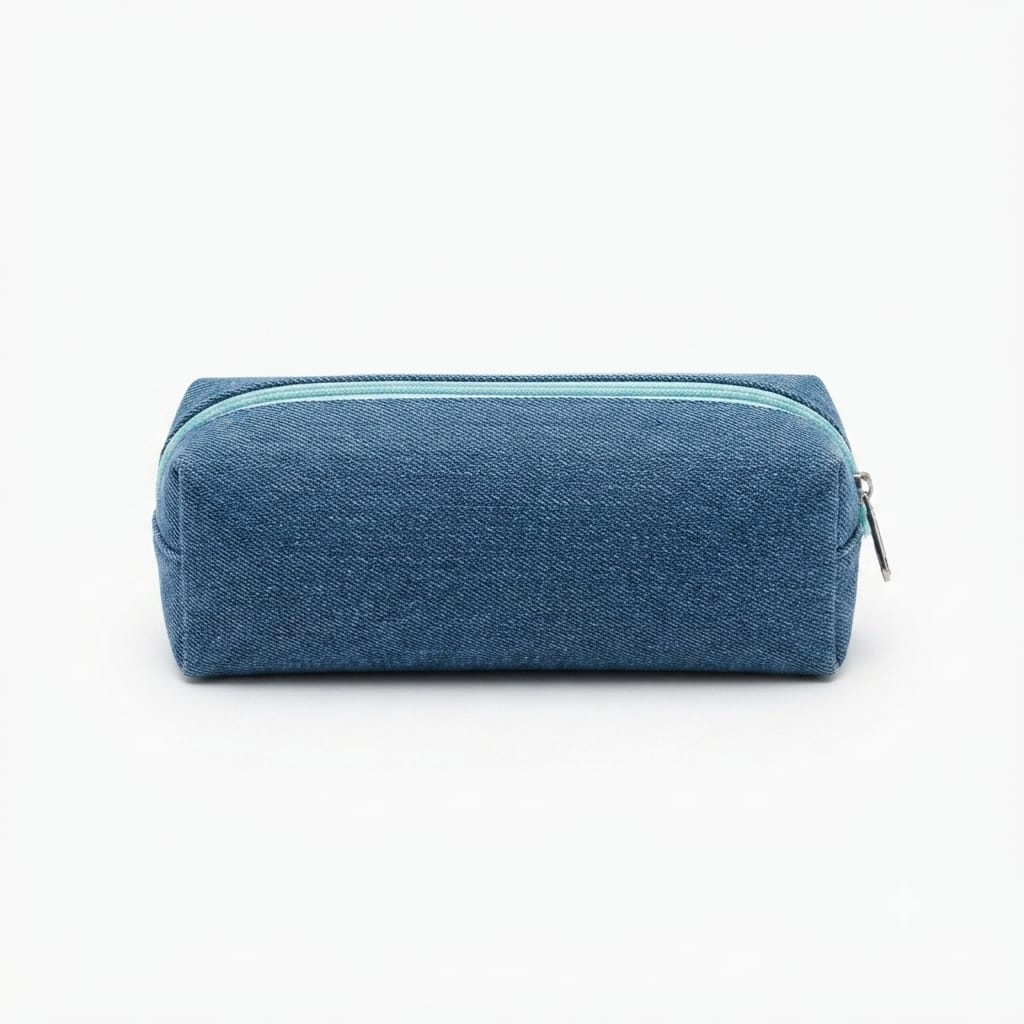 Denim Pencil Pouch with Colour Zip