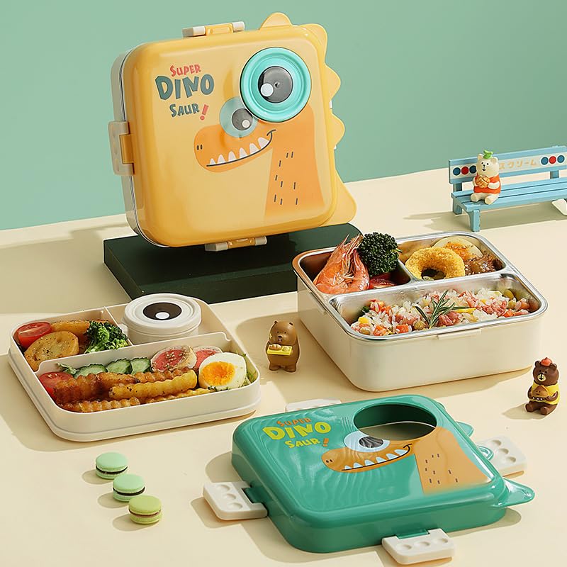 Dino School Bento Lunch Box - Yellow