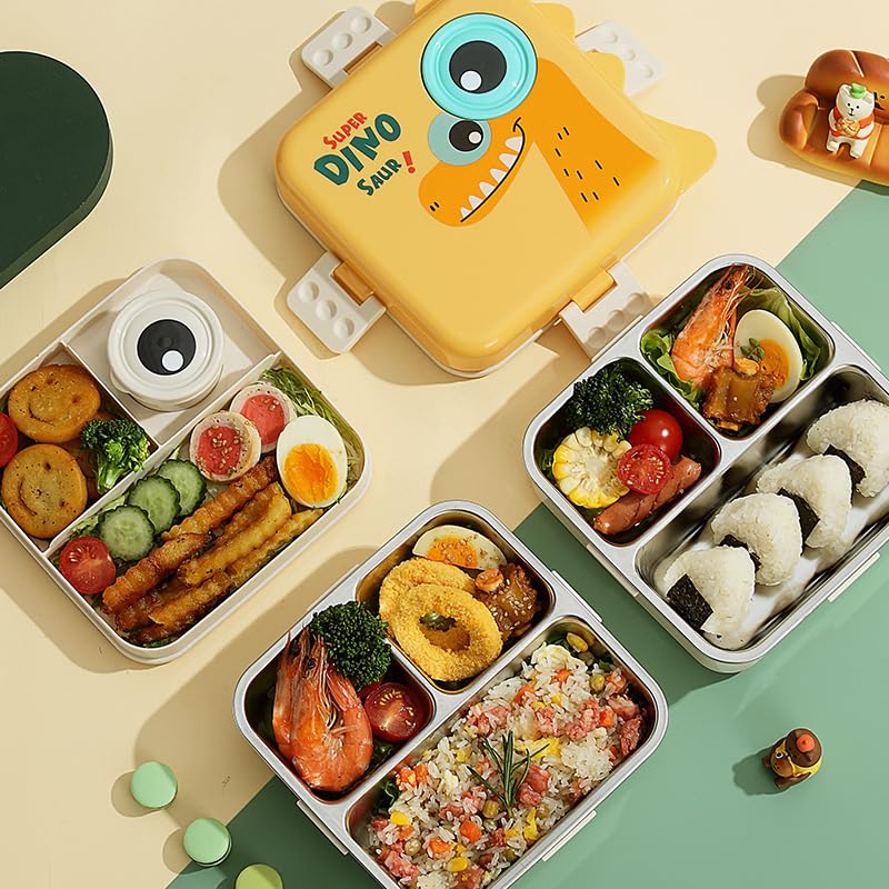 Dino School Bento Lunch Box - Yellow