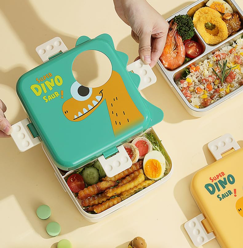 Dino School Bento Lunch Box - Yellow