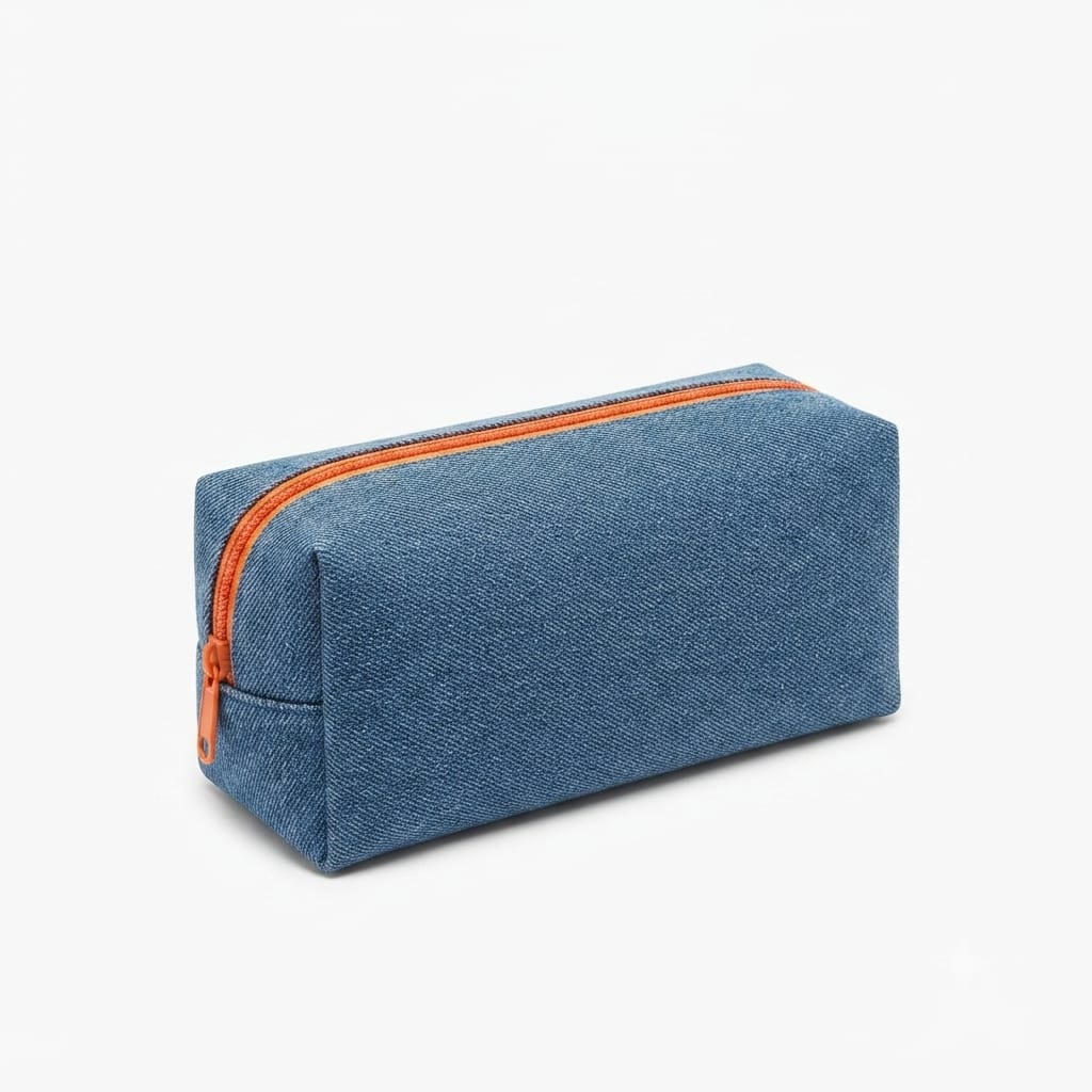 Denim Pencil Pouch with Colour Zip
