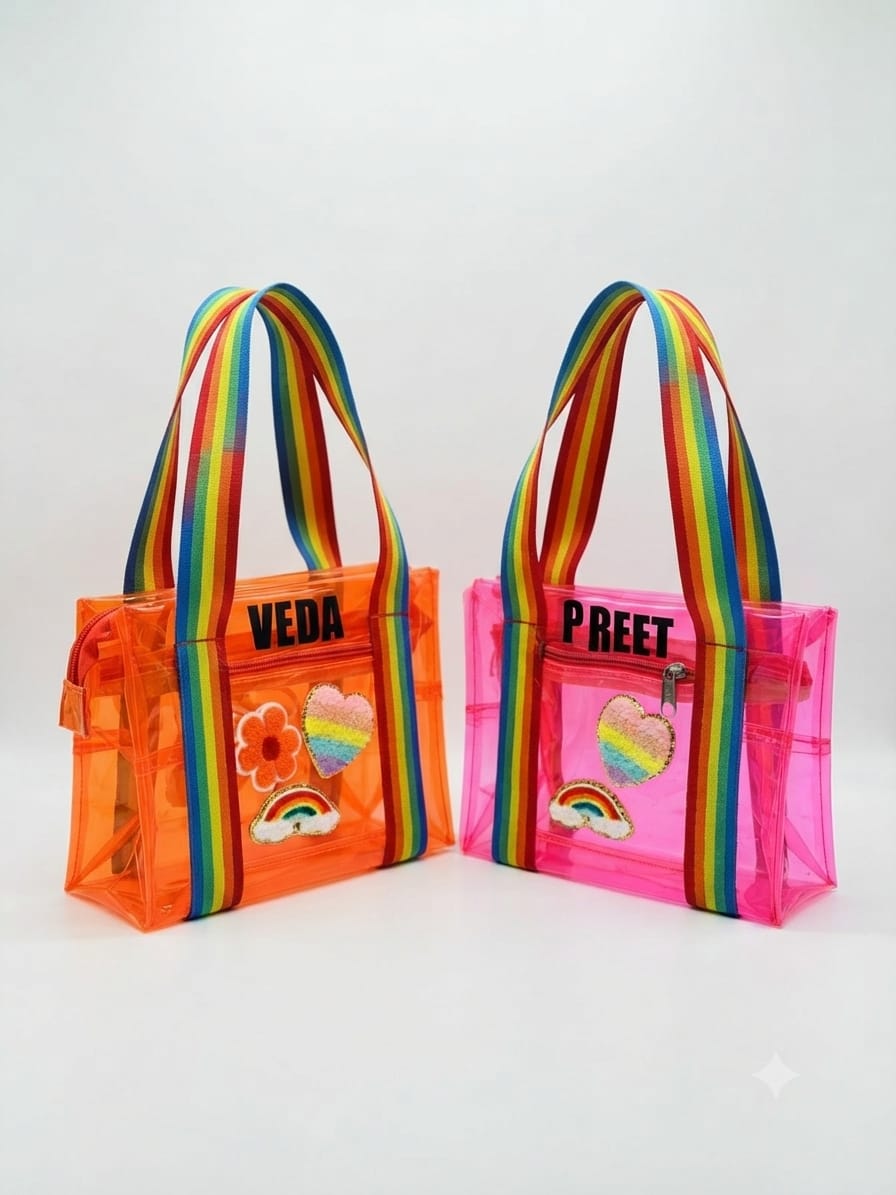 Jelly Handle Bag with Rainbow Straps