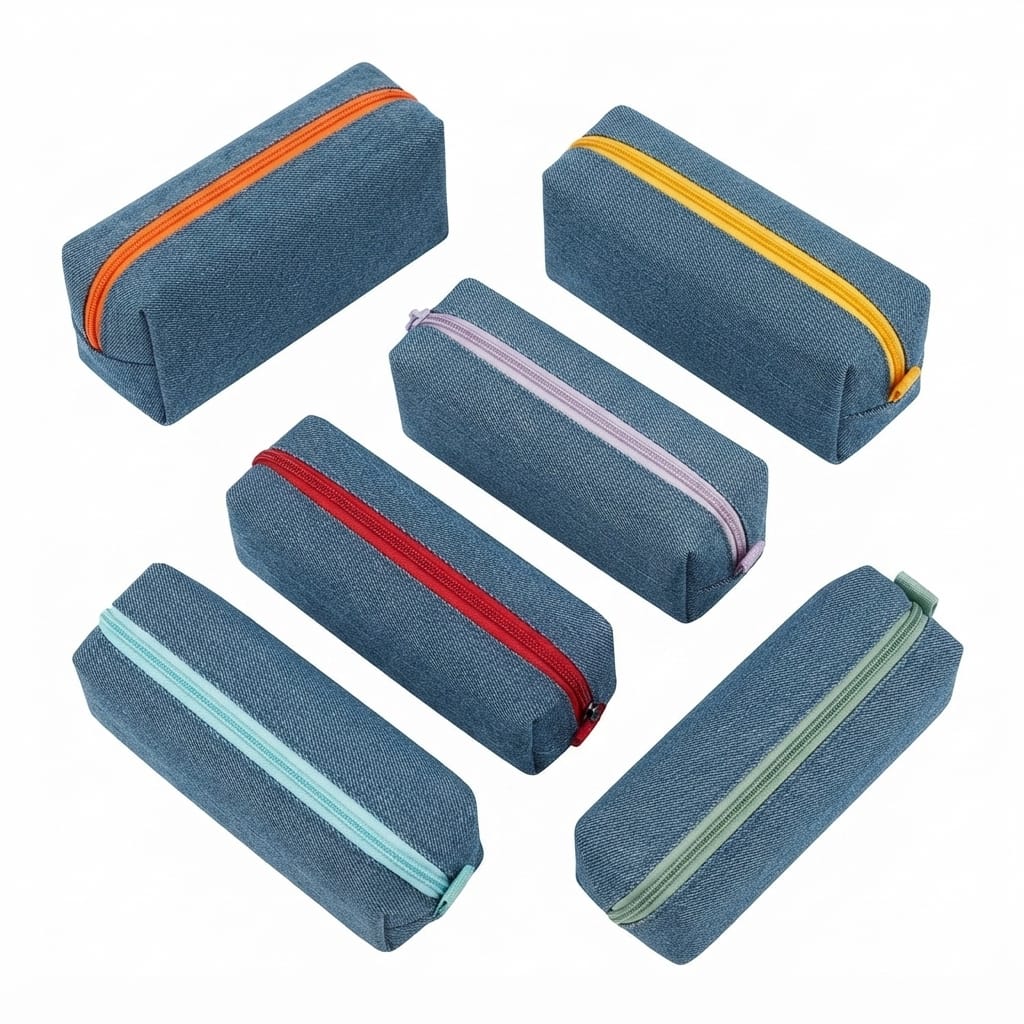 Denim Pencil Pouch with Colour Zip