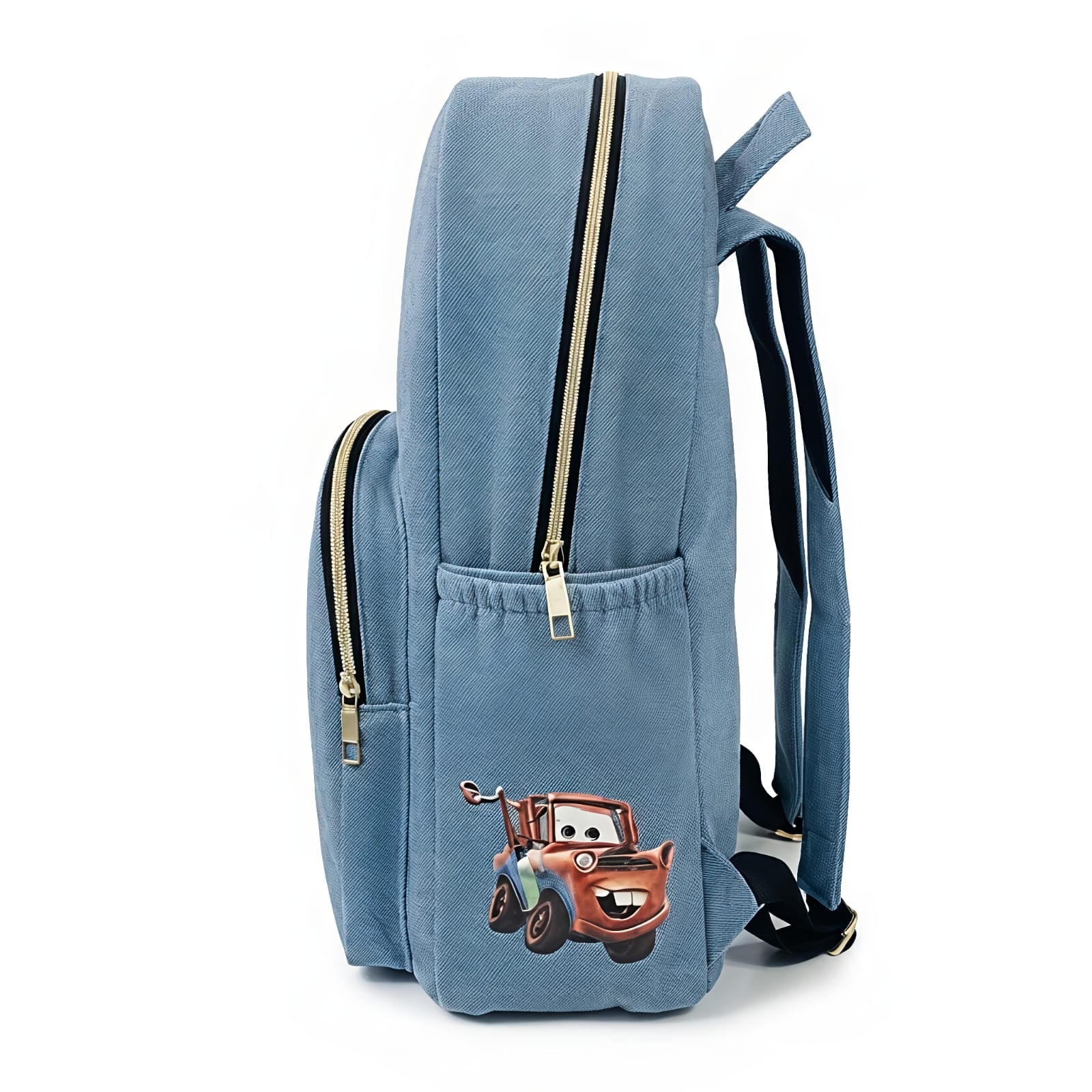 Denim Backpack with Front Zip Pocket