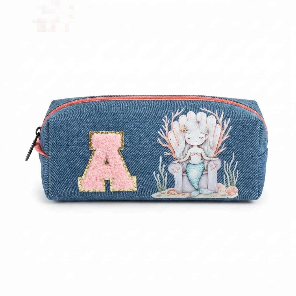 Denim Pencil Pouch with Colour Zip
