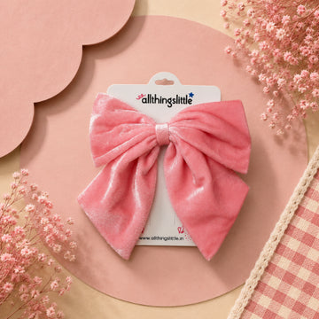 Blush Pink Velvet Bow Clip