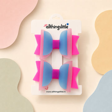 Neon Pastel Bow Hair Clip Set