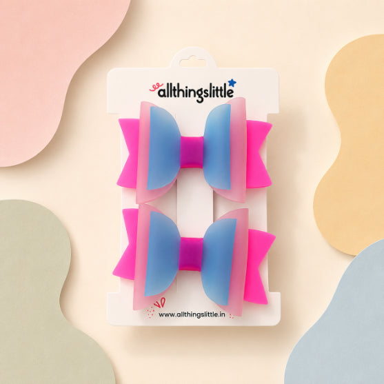 Neon Pastel Bow Hair Clip Set