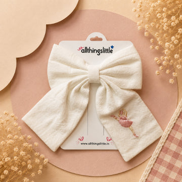 Ballerina White Long Tail Bow Clip