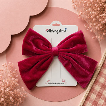 Magenta Velvet Bow Clip