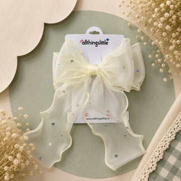 Off-White Sheer Crystal Organza Bow