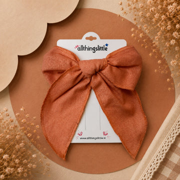 Papaya Peach Linen Everyday Bow Clip
