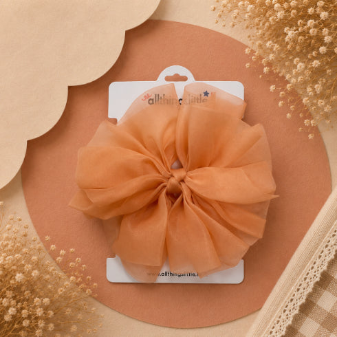 Apricot Coral Oversized Ruffle Organza Bow