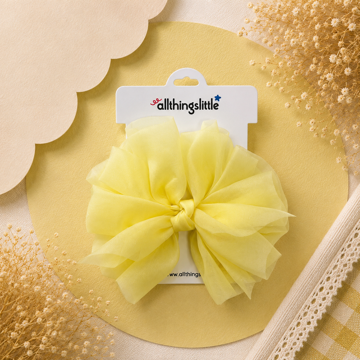 Lemon Yellow Oversized Ruffle Organza Bow