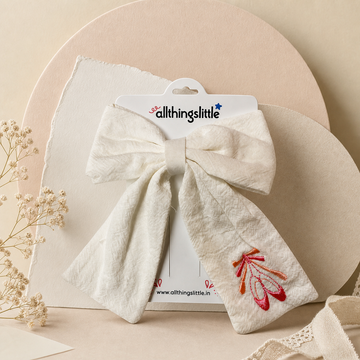 Ballet Slippers Cream Long Tail Bow Clip