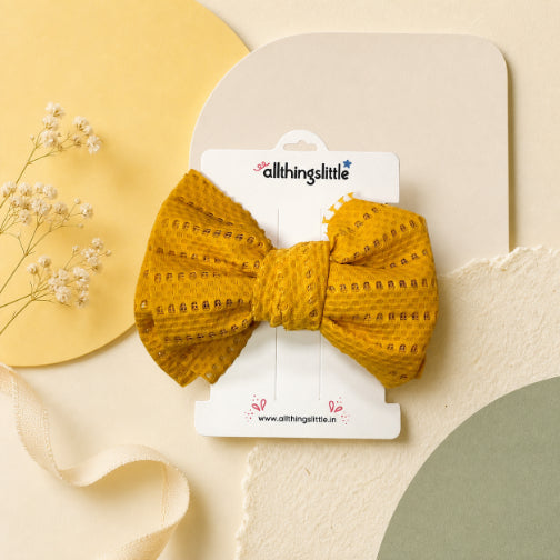 Mustard Yellow Eyelet Bow Headband
