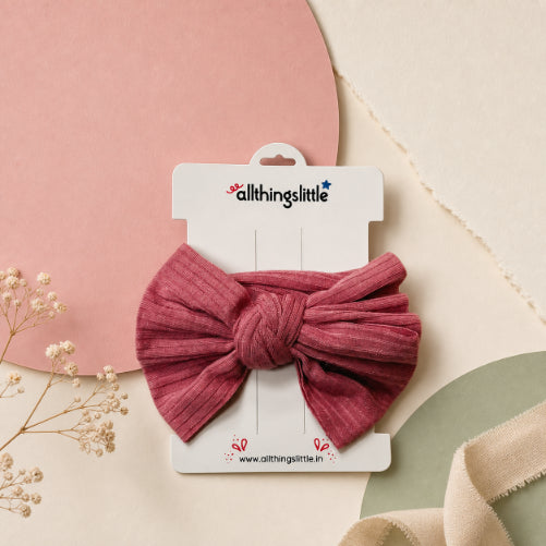 Dusty Rose Ribbed Top Knot Headband