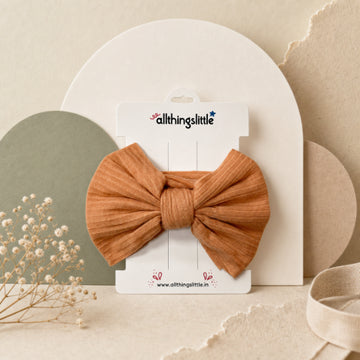 Peach Apricot Ribbed Top Knot Headband