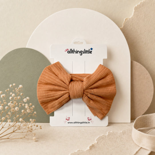 Peach Apricot Ribbed Top Knot Headband