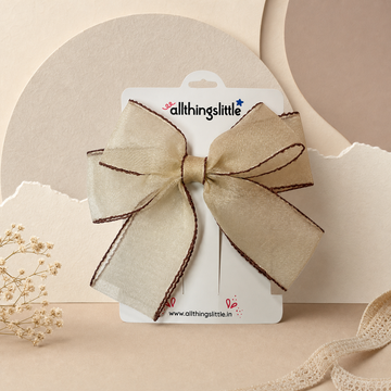 Champagne Shimmer Gold Stitched Organza Bow