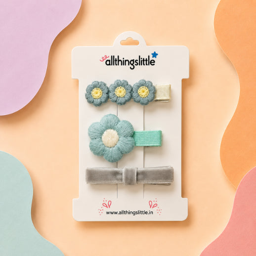 Blue Blossom Hair Clip Gift Set