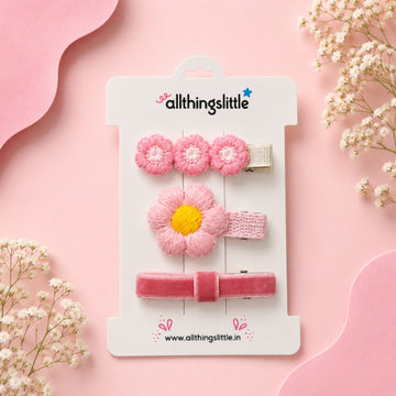 Blush Blossom & Mint Star Hair Clip Set