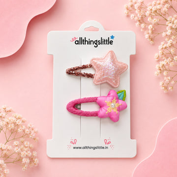 Blush Star & Blossom Hair Clip Set