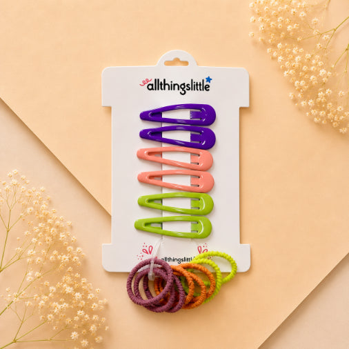 Colour Pop Snap Clip & Hair Tie Set