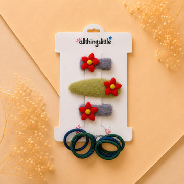 Cherry Bloom Fuzzy Hair Accessory Set