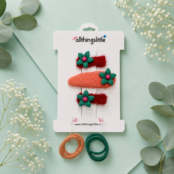 Berry Blossom Fuzzy Hair Accessory Set