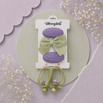 Lavender Woven & Mint Shimmer Bow Set