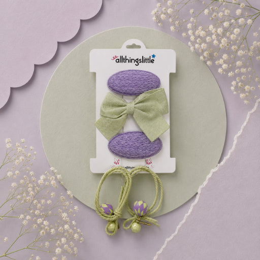 Lavender Woven & Mint Shimmer Bow Set