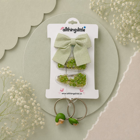 Kiwi Shaker & Mint Shimmer Bow Set