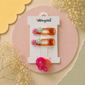 Translucent Orange Daisy Clip and Band Set