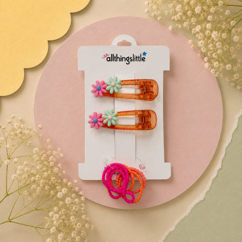 Translucent Orange Daisy Clip and Band Set