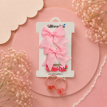 Candy Pink Ribbon Bow & Confetti Shaker Set