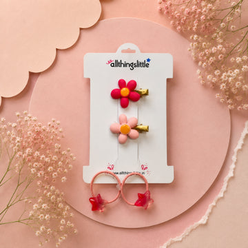 Hot Pink Daisy Matte Alligator Clip Set