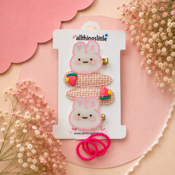 Fruity Gingham & Acrylic Bunny Hair Clip Set