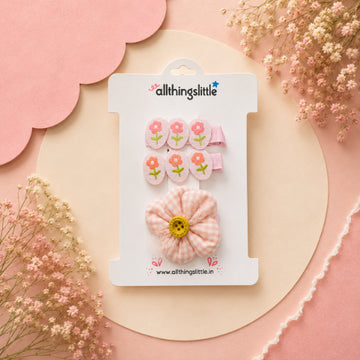 Embroidered Tulip & Gingham Button Flower Set