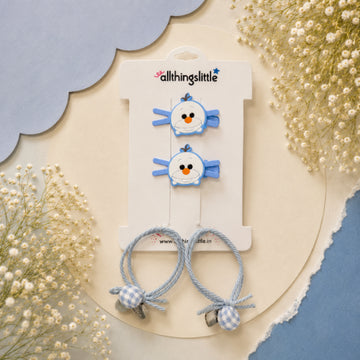 Cartoon Snowman Character & Gingham Ball Hair Set