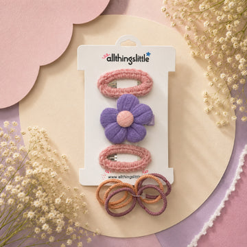 Crochet Oval Pair & Waffle Flower Hair Set