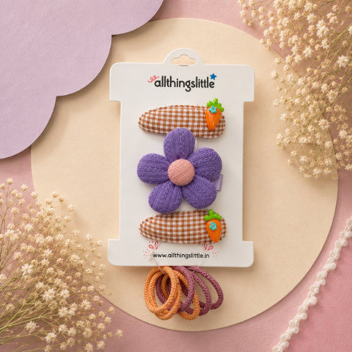 Carrot Gingham & Purple Waffle Flower Set