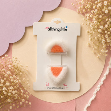 Fluffy Peach Faux-Fur Animal Ear Clip Set