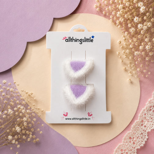 Fluffy Lavender Faux-Fur Animal Ear Clip Set